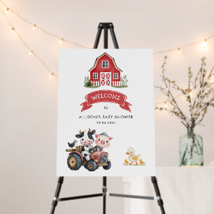 Cute Farm Animals Pig Cow Barnyard Baby Shower Foam Board