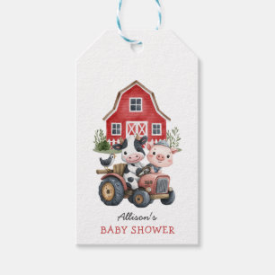 Cute Farm Animals Pig Cow Barnyard Baby Shower Gift Tags