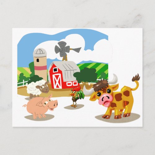 Cute Farm Animals Postcard