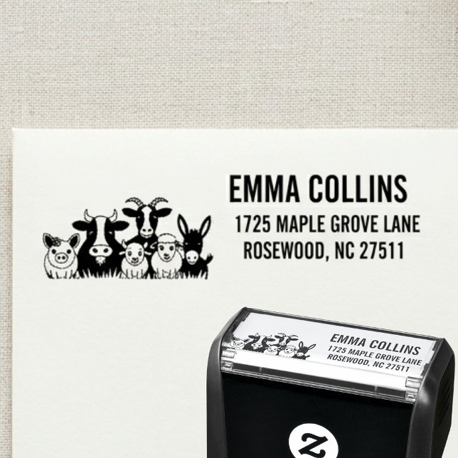 Cute Farm Animals Return Address Personalized Self-inking Stamp (Creator Uploaded)