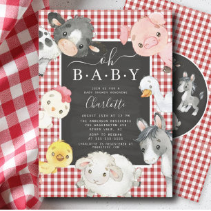 Cute Farm Animals Shower Invitation