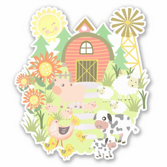Cute Farm Animals  Sticker (Front)