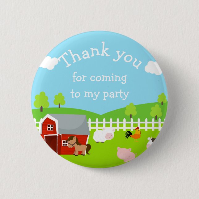 Cute Farm Animals 'Thank you for coming' Button (Front)