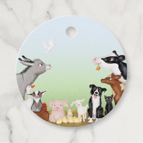 Cute farm animals thank you party favor tag