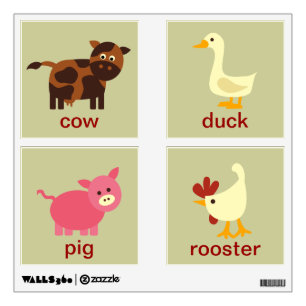 Cute Farm Animals Wall Decals for Nursery