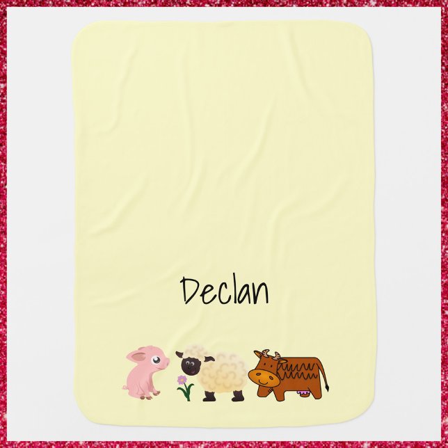 Cute Farm Animals Yellow Baby Blanket (Creator Uploaded)