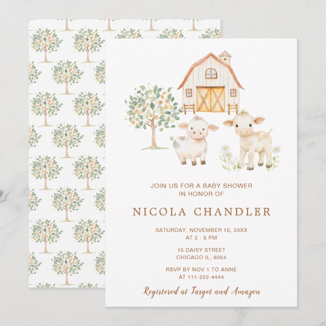 Cute Farm Barn Baby Shower Invitation (Front/Back)