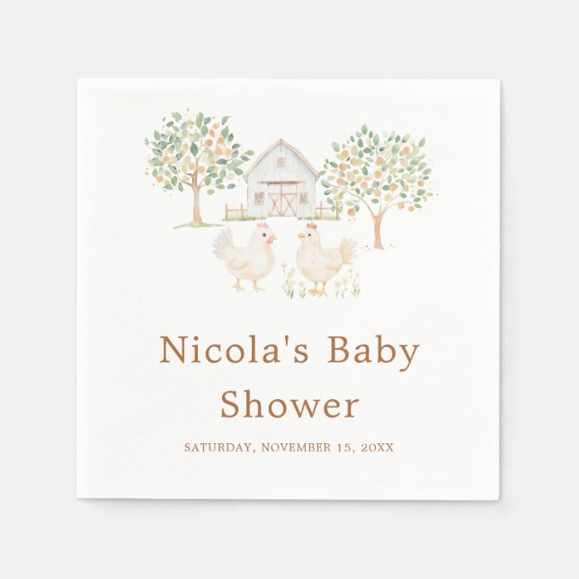 Cute Farm Barn Baby Shower  Napkins (Front)