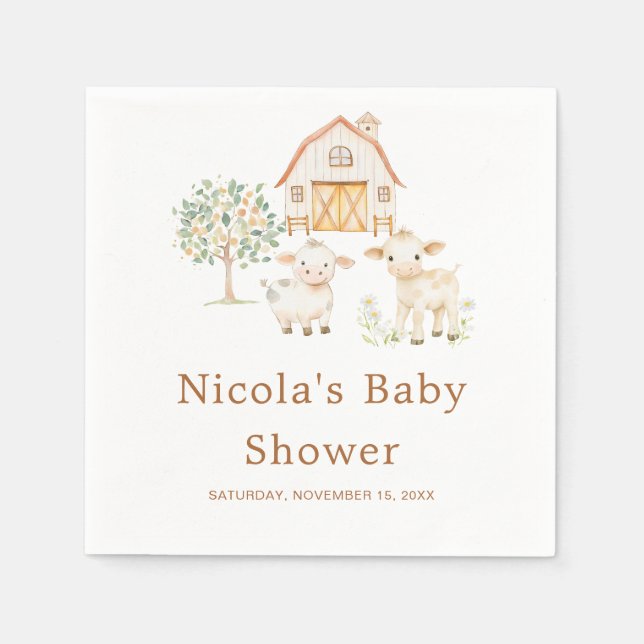 Cute Farm Barn Baby Shower  Napkins (Front)