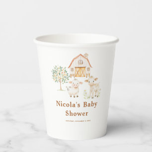 Cute Farm Barn Baby Shower Paper Cups
