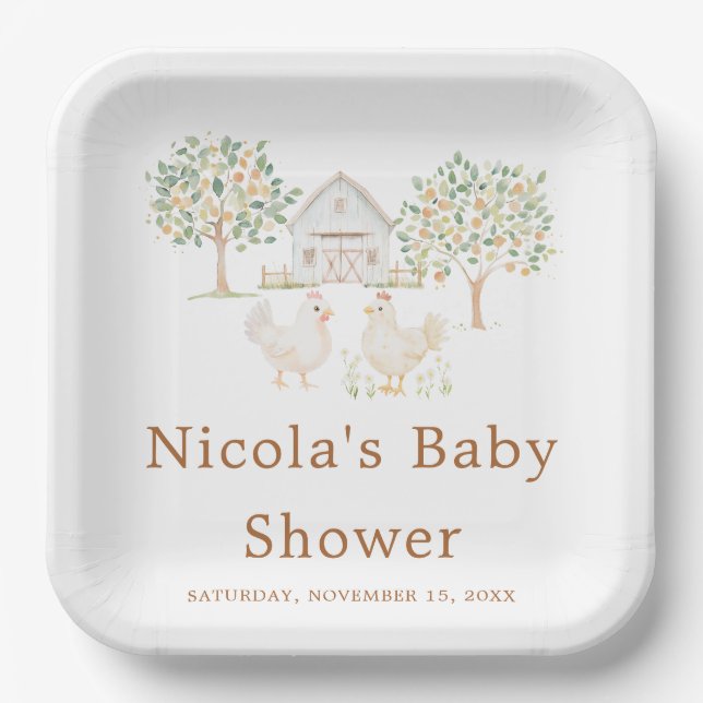 Cute Farm Barn Baby Shower  Paper Plates (Front)