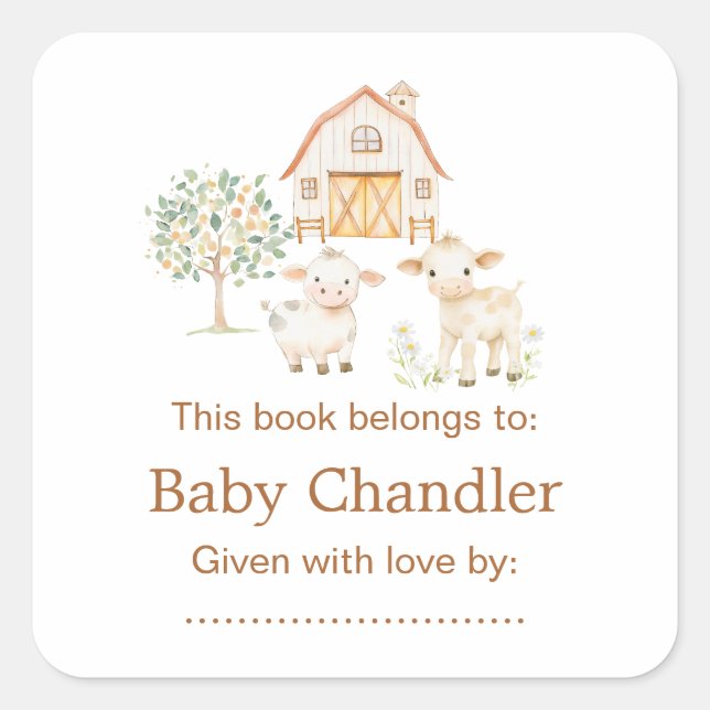 Cute Farm Barn Baby Shower  Square Sticker (Front)