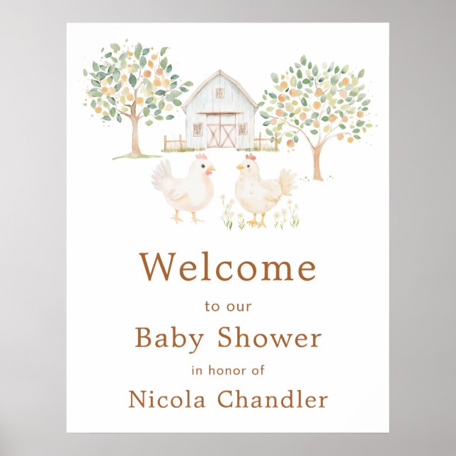 Cute Farm Barn Baby Shower Welcome Poster (Front)