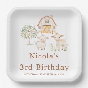 Cute Farm Barn Cows Birthday Paper Plates