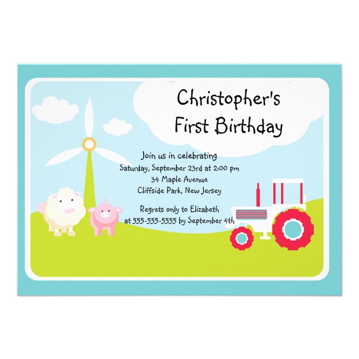 Cute Farm Barnyard Animal Birthday Invitations