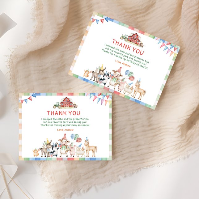 Cute Farm Barnyard Birthday Thank You (Creator Uploaded)