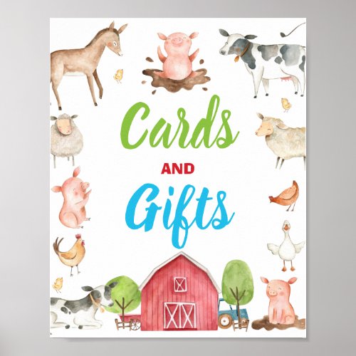 Cute Farm Barnyard Party Cards and Gifts Sign