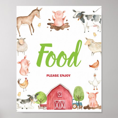 Cute Farm Barnyard Party Food Tabletop Sign 