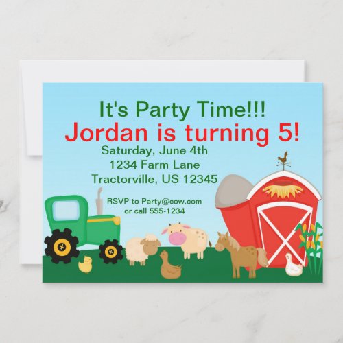 Cute Farm Birthday Party Invitation