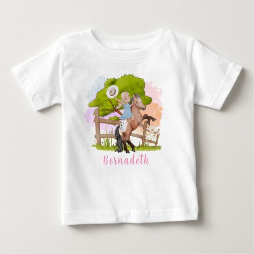 Cute Farm Blond Girl Birthday Baby T_Shirt