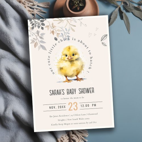 Cute Farm Chick Blush Girl Floral Baby Shower Invitation