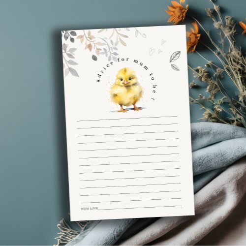 Cute Farm Chick Floral Advice For Mum Baby Shower