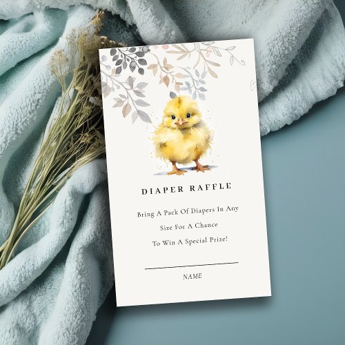 Cute Farm Chick Floral Diaper Raffle Baby Shower Enclosure Card