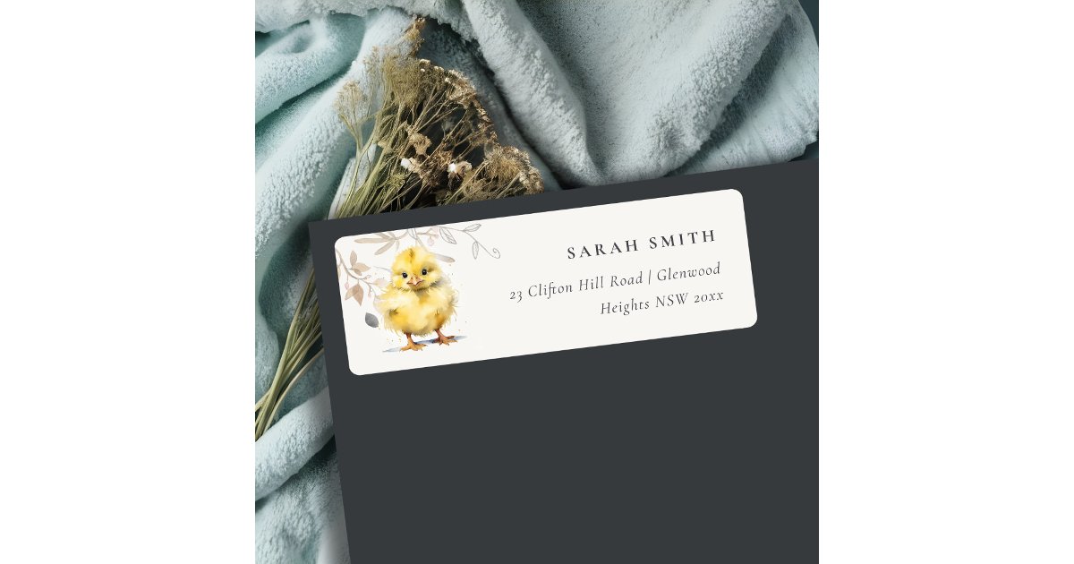 Chick Address Labels Cute Farm Chick Watercolor Floral Address Label | Zazzle