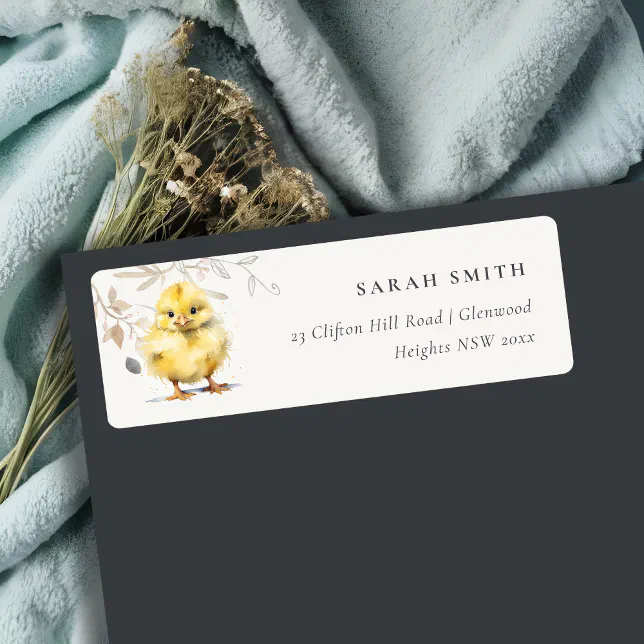 Chick Address Labels Cute Farm Chick Watercolor Floral Address Label | Zazzle