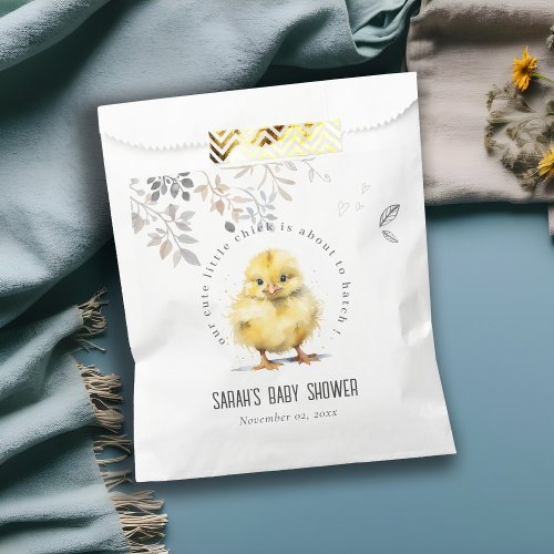 Cute Farm Chick Watercolor Floral Baby Shower Favor Bag