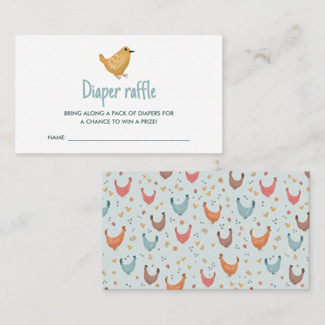 Cute Farm Chicken Baby Shower Diaper Raffle Enclosure Card (Front/Back)