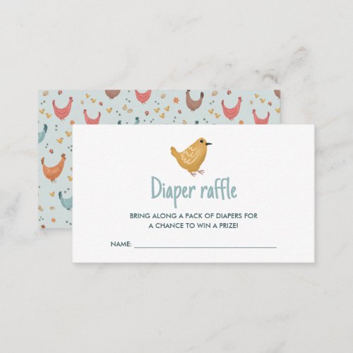 Cute Farm Chicken Baby Shower Diaper Raffle Enclosure Card