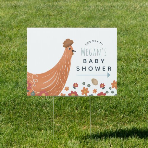 Cute Farm Chicken Baby Shower Sign