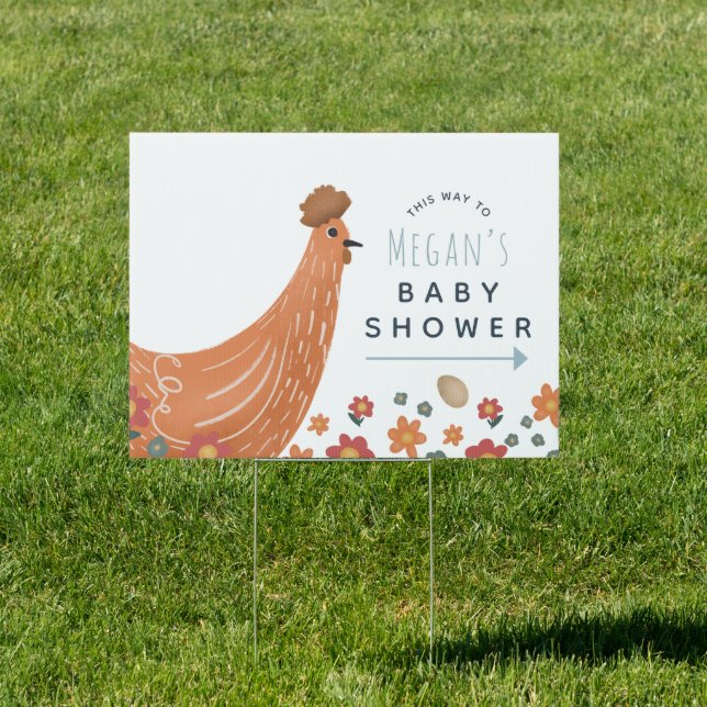 Cute Farm Chicken Baby Shower Sign (Insitu)