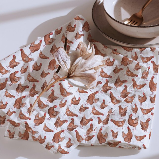 Cute farm chicken farmers market rustic Rooster Cloth Napkin (Creator Uploaded)