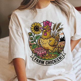 Cute Farm Chicken Fresh Eggs Sunflower Rustic Tri-Blend Shirt