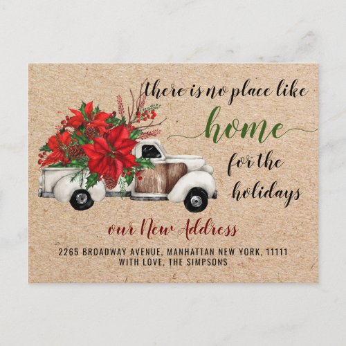 Cute Farm Christmas Truck Moving Announcement Postcard