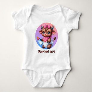 Cute farm cow animal customizable baby bodysuit