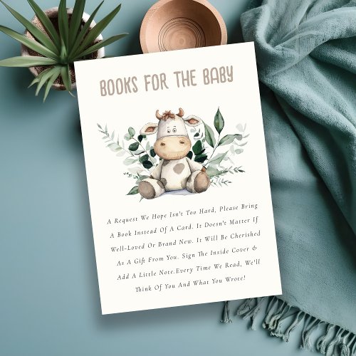 Cute Farm Cow Foliage Books For Baby Shower Enclosure Card