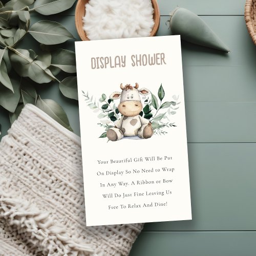 Cute Farm Cow Foliage Display Shower Baby Shower Enclosure Card