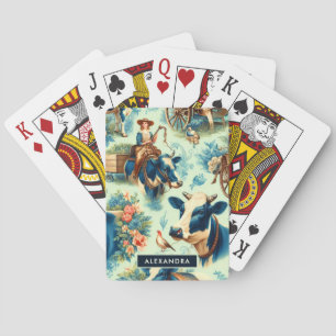 Cute Farm Cow Watercolor Painting Poker Cards