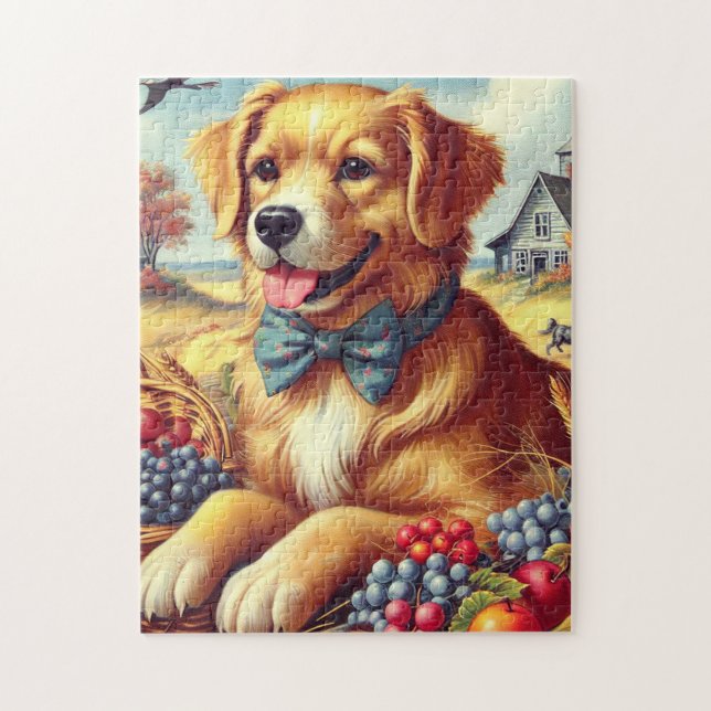 Cute Farm Dog Painting Jigsaw Puzzle (Vertical)