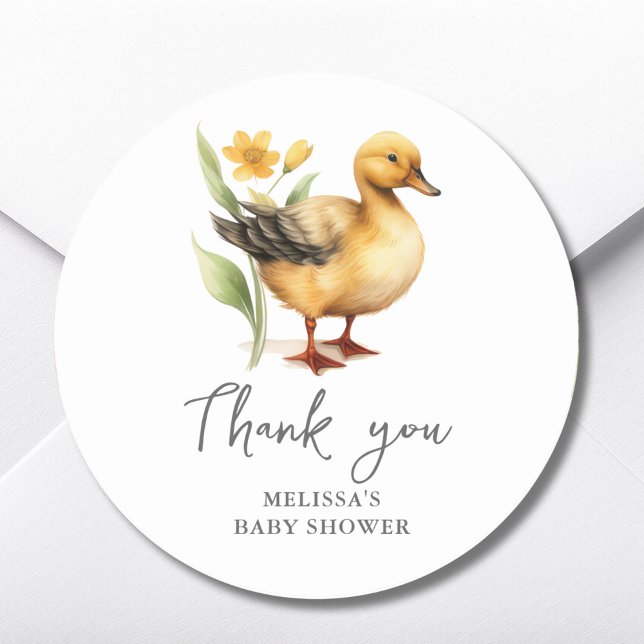 Cute Farm Duck Baby Shower Thank You Favor Sticker (Creator Uploaded)
