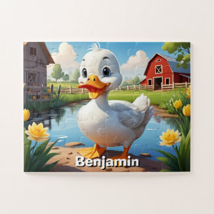 Cute Farm Duck Personalized Kid's Jigsaw Puzzle