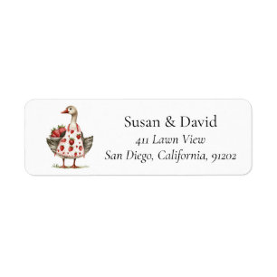 Cute Farm Duck Strawberries Label