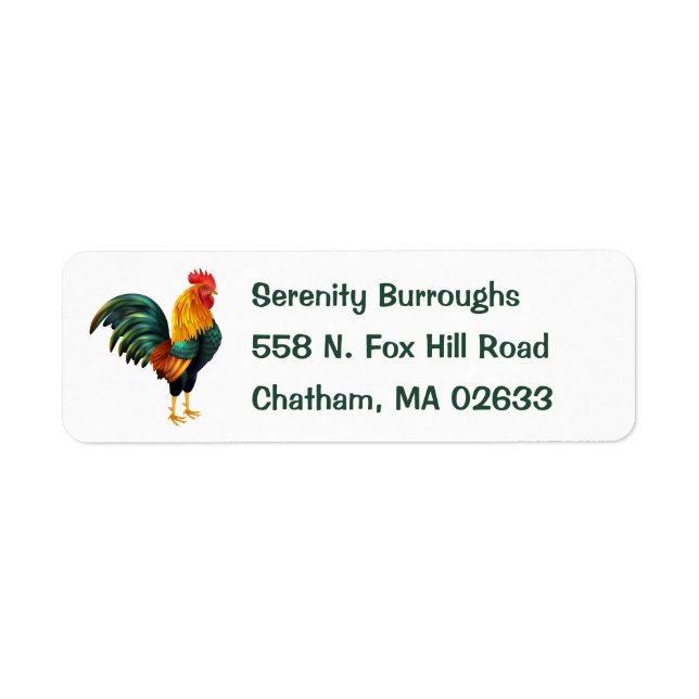 Cute Farm Farmer  Chicken  Country Life Rooster Label (Front)