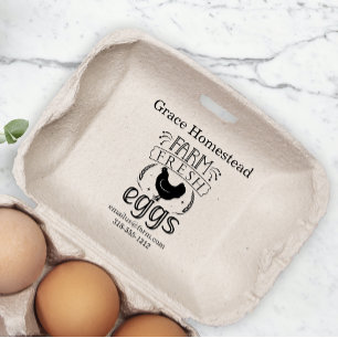 Cute Farm Fresh Eggs Carton Add Name Rubber Stamp