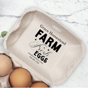 Cute Farm Fresh Eggs Carton Add Name Rubber Stamp