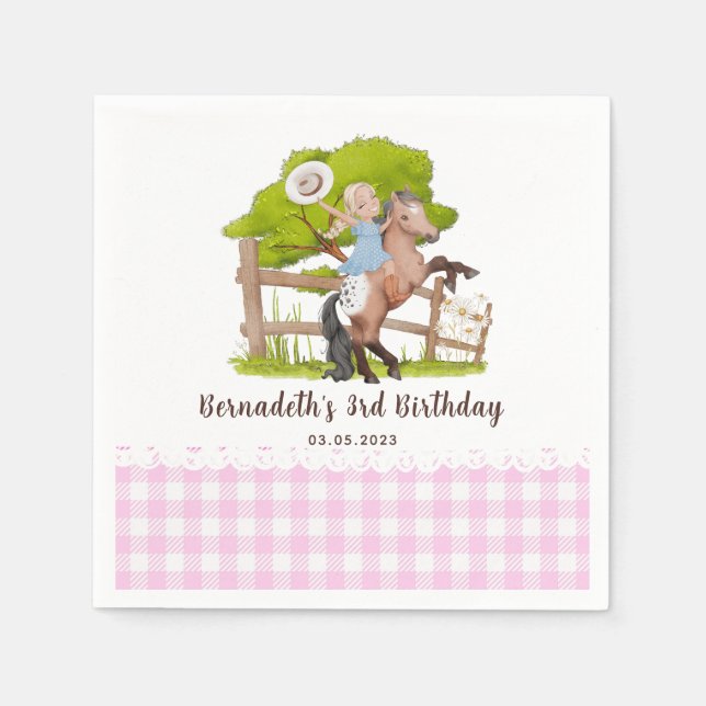 Cute Farm  Girl Birthday I Baby Shower Party Napki Napkins (Front)