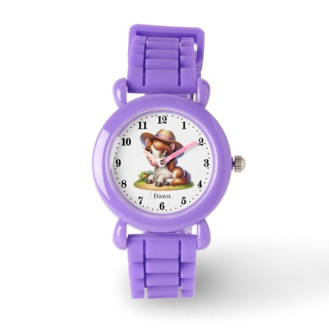 Cute Farm Horse add name girls Watch (Front)